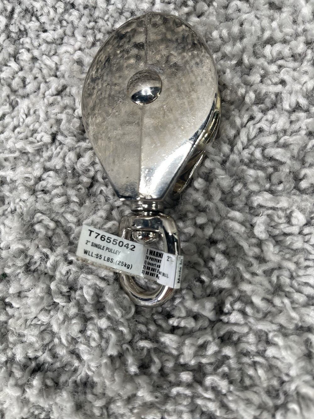 2 inch Nickel Plated Metal Swivel Single Eye Pulley 2 inch 55 lbs New